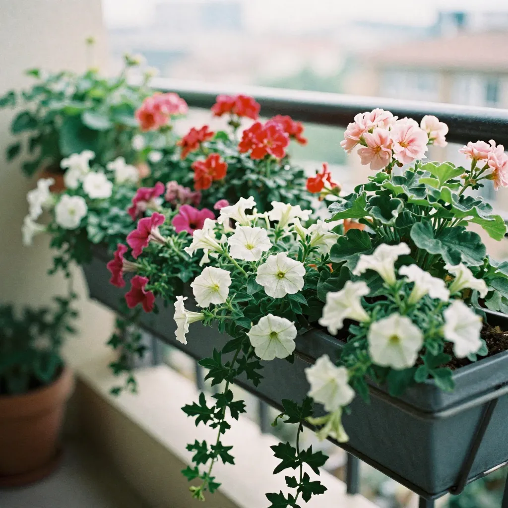 Lush green vertical garden wall with mixed flowering plants