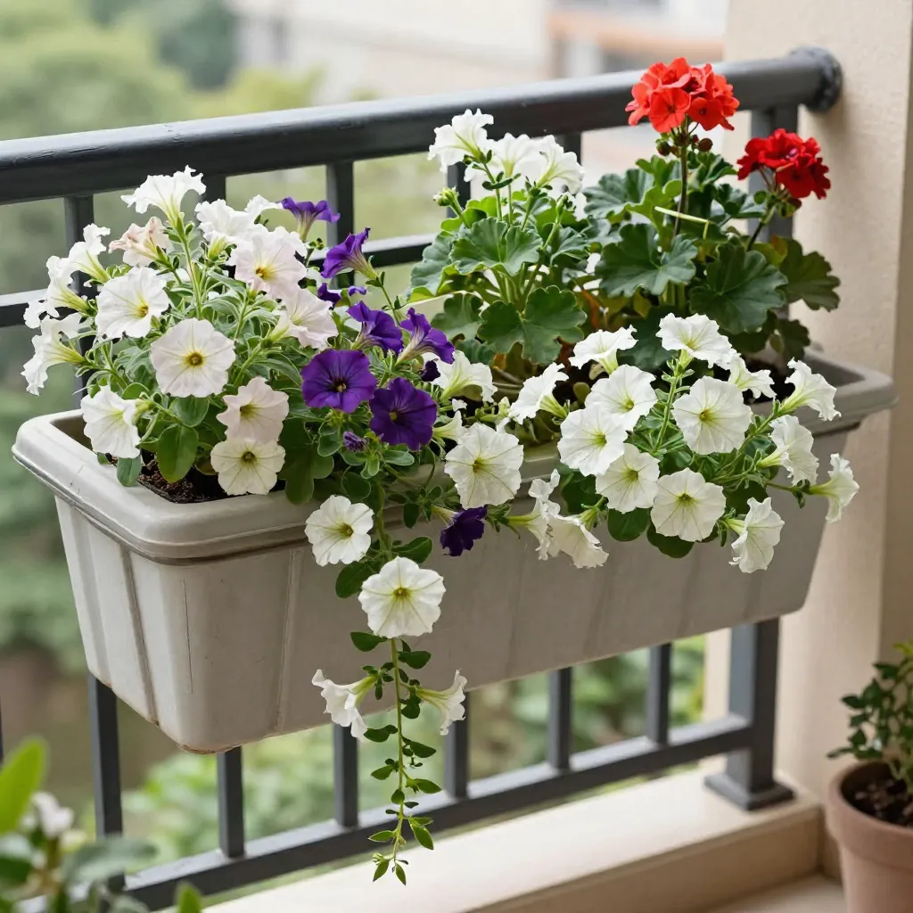 Spring flower bed with tulips and daffodils in vibrant colours